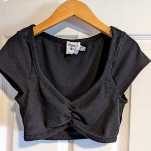 Princess Polly Charcoal Twist Front Crop Top